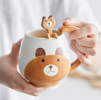 1 x RAW Customer Returns mug bear bear mug bear mug bear cup mug with spoon for gift milk cup Grizzly  - RRP €15.88