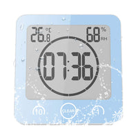 1 x RAW Customer Returns ALLOMN Bathroom Clock, LCD Digital Shower Alarm Clock Waterproof Touch Control Temperature Humidity, Countdown Timer, 3 Mounting Methods, Battery Power Blue  - RRP €22.13