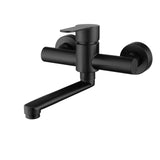 1 x RAW Customer Returns HomeLava 360 Rotatable Kitchen Faucet Wall Mounted Kitchen Faucet Mixer Taps Wall Fitting Wall Fitting Single Lever Mixer 304 Stainless Steel Black Spout 180mm - RRP €69.99