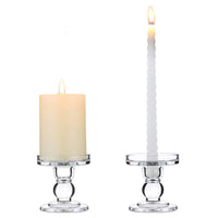 1 x RAW Customer Returns NUPTIO 2 Pack Clear Glass Pillar Taper Candle Holders, 11.5cm Height Dual Use Candlestick Stand for Pillar or Taper Candlestick, Candle Holder Glass Table Decoration Christmas, Candle Holder Stick Candle - RRP €19.86