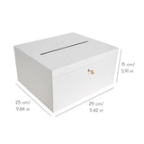 1 x RAW Customer Returns Creative Deco White wooden box with lid card box wedding 29x25x15 cm Money gifts wooden box with slot, lock and key gift card box money box letter box box Storage donation box - RRP €40.28