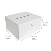 1 x RAW Customer Returns Creative Deco white wooden box with lid card box wedding 29x25x15 cm money gifts wooden box with slot, lock and key gift card box money box letter box box storage donation box - RRP €42.08