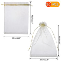 1 x RAW Customer Returns YFZYT 50 Pieces Organza Bags, Organza Sachet Bags with Drawstring, Organza Bags Jewelry Gift Bags for Wedding Favor Favor Birthdays Party Beige, 30x40CM 11.87 x 15.75  - RRP €25.0