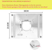 1 x RAW Customer Returns Router insert plate, aluminum router table insert plate with lifting function, router table insert plate, router insert plate with 2 rings for woodworking 300 x 235 x 9.5 mm - RRP €35.9