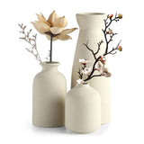 1 x RAW Customer Returns Beige Flower Vase Set - Pack of 3 Modern Vases, Ceramic, Ideal for Pampas Grass, Rustic Farmhouse and Home Decoration - RRP €29.99