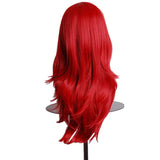 1 x RAW Customer Returns Colorfulpanda High quality cosplay costume red wig for women, long full, curly waves, heat resistant. Side parting bangs, fashion glamorous hairpiece with free wig cap, 70cm - RRP €15.99