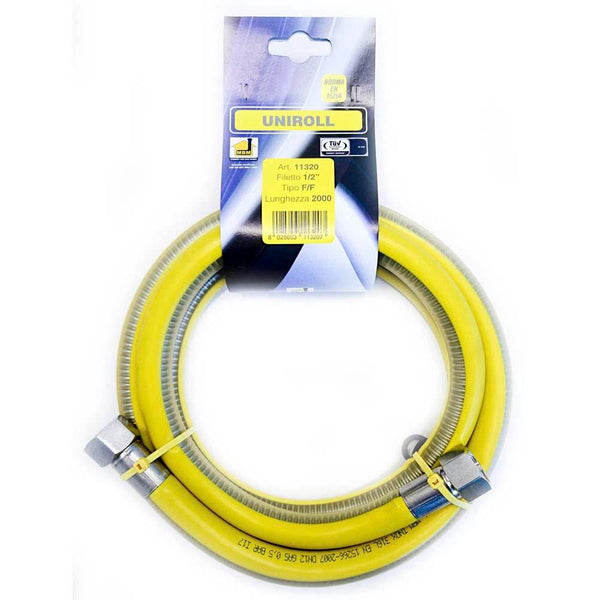 1 x RAW Customer Returns 2 m flexible gas hose 1 2 steel FF according to EN 15266 for UNIROLL hob kitchen - RRP €15.14