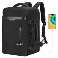 1 x RAW Customer Returns YOUNGOA hand luggage 40x20x25 travel backpack travel bag for Ryanair plane with laptop compartment 20L YG063 Black - RRP €39.34