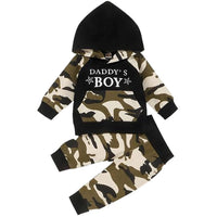 1 x RAW Customer Returns Juflam Baby Boy Camouflage Outfits Set Long Sleeve Daddy s Boy Camo Hoodie Top with Pocket Pants 9-12 Months, Daddy s Boy  - RRP €19.99