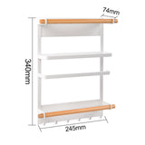 4 x Brand New MAGXCENE spice rack, kitchen roll holder, refrigerator organizer, kitchen organizer drawer, kitchen shelf wall without drilling, hanging spice rack with 6 hooks, 245x74x340 mm white - RRP €89.08