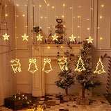 1 x RAW Customer Returns LED light curtain warm white window LED fairy lights Christmas tree bells Rudolf for indoor outdoor Christmas wedding IP44 8 modes with timer dimmable 138 LEDs 2.5M x1M Christmas lights  - RRP €21.77