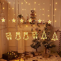 1 x RAW Customer Returns LED light curtain warm white window LED fairy lights Christmas tree bells Rudolf for indoor outdoor Christmas wedding IP44 8 modes with timer dimmable 138 LEDs 2.5M x1M Christmas lights  - RRP €21.77