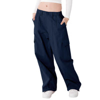 1 x RAW Customer Returns Rolanko Girls Cargo Pants, Loose Cotton Trousers with Elastic Waist and Multiple Pockets for Kids Ages 6-15, Navy, Size 160 - RRP €34.99