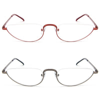 1 x RAW Customer Returns KoKoBin 2 Pack Unisex Half Moon Reading Glasses Half Frame Metal Spring Hinge Thin Reading Glasses 2 Pairs, 2  - RRP €58.8