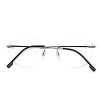 1 x RAW Customer Returns KoKoBin Ultralight Titanium Reading Glasses Round Rimless Reading Glasses for Men and Women Reading Aids Silver, 2.5, Diopter  - RRP €60.0