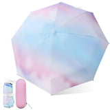 1 x RAW Customer Returns Mini Travel Windproof Umbrella with Capsule Case Compact 8 Ribs Rainbow UV Protection for Men Women 96 x 56cm Open 19cm Closed Pink S - RRP €24.0