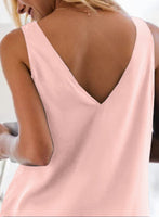 1 x Brand New CZIMOO Women s Tops Summer Shirt Silk Satin Tank Top Cami V-Neck Sleeveless Chiffon Camisole Casual Tank Top Shirts Pink XL - RRP €22.8