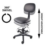 1 x RAW Customer Returns KKTONER Swivel Chair Stool with Wheels Height Adjustable PU Leather Footrest Home Design Work SPA Salon Computer Rotating Office Chair Black  - RRP €64.67