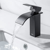 1 x RAW Customer Returns ONECE Black Basin Faucet Waterfall Faucet Bathroom Mixer Tap Wash Basin, Single Lever Mixer Bathroom Faucet Wash Basin Faucet Made of Stainless Steel - RRP €45.61