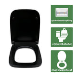 1 x RAW Customer Returns Fanmitrk Black WC seat square with soft close, toilet lid with quick release function, Duroplast toilet lid, toilet seat attachment from above - RRP €56.46