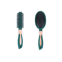 1 x Brand New Hairdressing tools 2-piece set, round brush for hair dryer styling, hair combing wet and dry comb for paddle detangling of hair, massage of the scalp - RRP €18.0