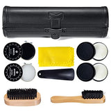 1 x RAW Customer Returns YUET 9-Piece Shoe Brush Kit, Shoe Polish with Leatherette Case, Travel Equipment for Shoe Polishing, Shoe Cleaner, Leather Burnishing Cleaning Brush - RRP €18.43