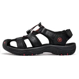 1 x RAW Customer Returns Sandals Men Leather Trekking Sandals Outdoor Shoes Summer Sports Casual Shoes Hiking Shoes Men Sport Outdoor Water Fisherman Breathable Sandals Size 38-48, Black, 43 EU - RRP €44.36