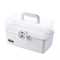 1 x RAW Customer Returns AMZPDD Portable Foldable Transparent 3 Layer Plastic Sewing Organizer Tool Box First Aid Kit for Home Medicine 30CM, White  - RRP €26.2