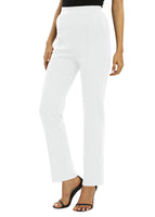 1 x RAW Customer Returns EXCHIC Women s Business Office Straight Leg Work Pants Casual Elastic Waist Pants with Pockets L, White  - RRP €30.23