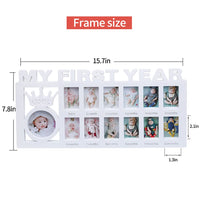 1 x RAW Customer Returns Baby Photo Frame My First Year Memory Baby Shower First Birthday Gifts 12 Months Photo Gallery for 12 Photos Photo Collage Photo Moments Memory Frame Baby Birth Gift - RRP €15.11