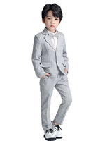 1 x RAW Customer Returns LOLANTA 3-Piece Boys Plaid Suit Set, Elegant Blazer for Wedding Prom, Formal Wear Jacket-Pant-Bow Tie Set 11-12 Years, Gray  - RRP €39.98