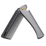 1 x RAW Customer Returns Honiwu Foldable Comb, Beard Comb for Men, Foldable Beard Comb, Stainless Steel Pocket Comb Hair Comb for Beard Mustache Black  - RRP €8.39