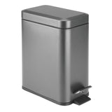 1 x RAW Customer Returns mDesign rectangular pedal waste bin with 5 L capacity - compact waste bin with inner bin for the bathroom, bedroom or office - modern waste paper basket made of stainless steel and plastic - dark gray - RRP €29.2