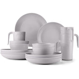 1 x RAW Customer Returns Odoland Unbreakable Tableware Set, Reusable Camping Tableware Set for 4 People, 17 Piece Plastic Tableware Picnic Lightweight Plastic Serving Plate with Plate Bowl Cup - RRP €29.4