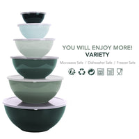 1 x RAW Customer Returns BoxedHome Mixing Bowl Set with Lid, Mixing Bowls, Pack of 12 Mixing Bowl Set, Plastic Salad Bowl Non-Slip Stackable Serving Bowls for Kitchen 6 Bowls and 6 Lids, Green  - RRP €34.27