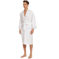 1 x RAW Customer Returns Mnemo Men s Bathrobe Waffle Light Kimono Waffle Dressing Gown Made of Organic Cotton, White, M - RRP €36.56