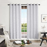 1 x RAW Customer Returns Deconovo Living Room Curtains for Bedroom Modern Thermal Blackout Curtains Insulating Cold and Heat Decorative with Motifs with Eyelets 2 Pieces 140x180cm Pearl Gray - RRP €31.75