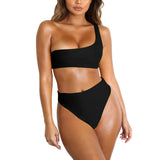 1 x RAW Customer Returns TSWRK Two Piece Swimsuit Women Hot Curvy Bikini Sea Push Up Set One Shoulder Bathing Suit Color Choice - RRP €19.99