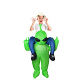 2 x RAW Customer Returns VICBAY Inflatable Costume Alien Green Funny Inflating Suit Fancy Dress Cosplay Adults Children for Halloween Cosplay Party Children  - RRP €83.98