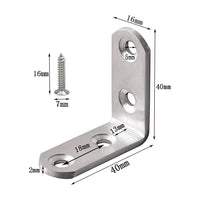 1 x RAW Customer Returns Stainless Steel Fixing Bracket, Right Angle Bracket, 90 Degree Right Angle Brackets, 12 Pieces 40x40mm Corner Fitting, Corner Braces for Fixing and Repairing Furniture with 50 Pieces Screws - RRP €7.49