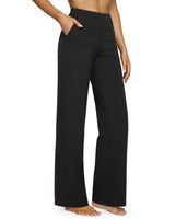 1 x RAW Customer Returns G4Free Yoga Women s Trousers High Waist Dress Trousers with 4 Pockets Elegant Stretch Wide Leg Business Trousers Work Tummy Control Loose Straight Trousers Small Regular Large - RRP €33.99