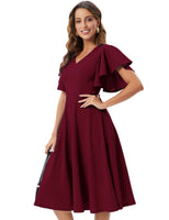 1 x RAW Customer Returns bridesmay 1950s Vintage Evening Dresses Elegant for Wedding Flared Sleeve Summer Dress Wine Red Formal Dresses Wedding Guest Cocktail Party Dress Burgundy M - RRP €48.4