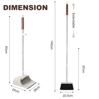 1 x RAW Customer Returns Jekayla Broom and Dustpan Set with Long Handle, Dustpan and Hand Brush, Brown and White - RRP €23.58