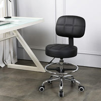 1 x RAW Customer Returns KKTONER Rolling Stool Work Stool with Backrest Height Adjustable 53-68cm Salon Stool PU Leather Black - RRP €75.43