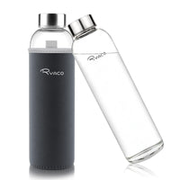 1 x RAW Customer Returns Ryaco glass bottle 1 liter 1l - 550ml - drinking bottle water bottle glass with neoprene cover - bottle glass with sponge brush - glass drinking bottle for carbonated drinks - RRP €16.06