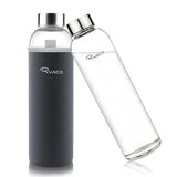 1 x RAW Customer Returns Ryaco glass bottle 1 liter 1l - 550ml - drinking bottle water bottle glass with neoprene cover - bottle glass with sponge brush - glass drinking bottle for carbonated drinks - RRP €16.06