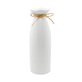 1 x RAW Customer Returns Small White Ceramic Vase Height 21cm Handmade with Jute Thread Modern Decorative Vase for Fresh Flowers Dried Flowers Boho Vase for Home Living Room Dining Table Office - RRP €14.96