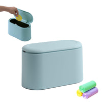 12 x Brand New COCOMU Table Trash can with lid small, pop-up small trash can, mini trash can made of plastic, for office, kitchen, bedroom, dressing table, car, trash can small light blue  - RRP €158.4