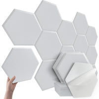 2 x Brand New 10pcs 12mm 36x32cm Hexagonal Sound Absorbing Panels Self-Adhesive Sound Absorbing Panel Soundproofing Panels Decoration Wall Door Ceiling Soundproofing Acoustic Panels White - RRP €79.32