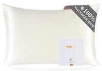 1 x RAW Customer Returns ZIMASILK 100 silk pillowcase for hair and skin. Double-sided 19 momme pure mulberry silk pillowcase with zipper, 1 piece. 40 x 80 cm, ivory  - RRP €28.22